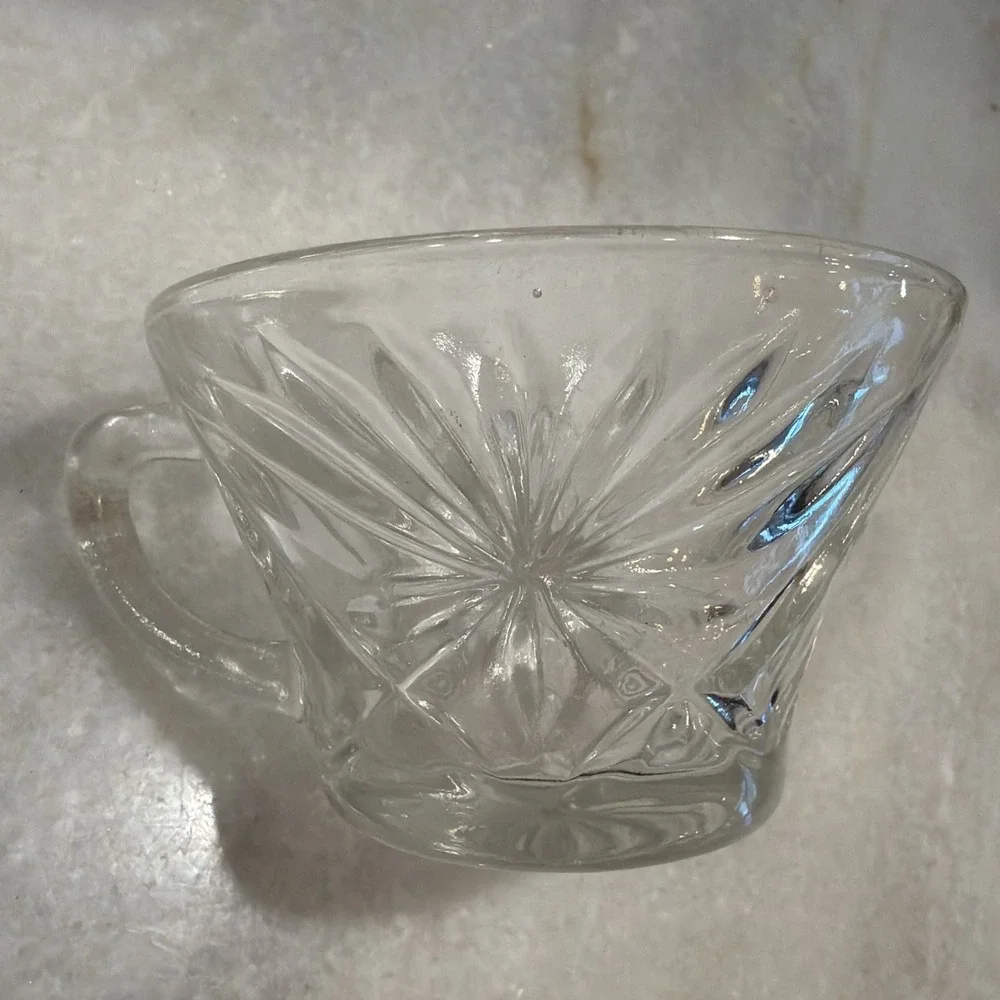 Vintage Anchor Hocking Clear Glass Prescut StarofDavid Punch Cups Set of 6ES003